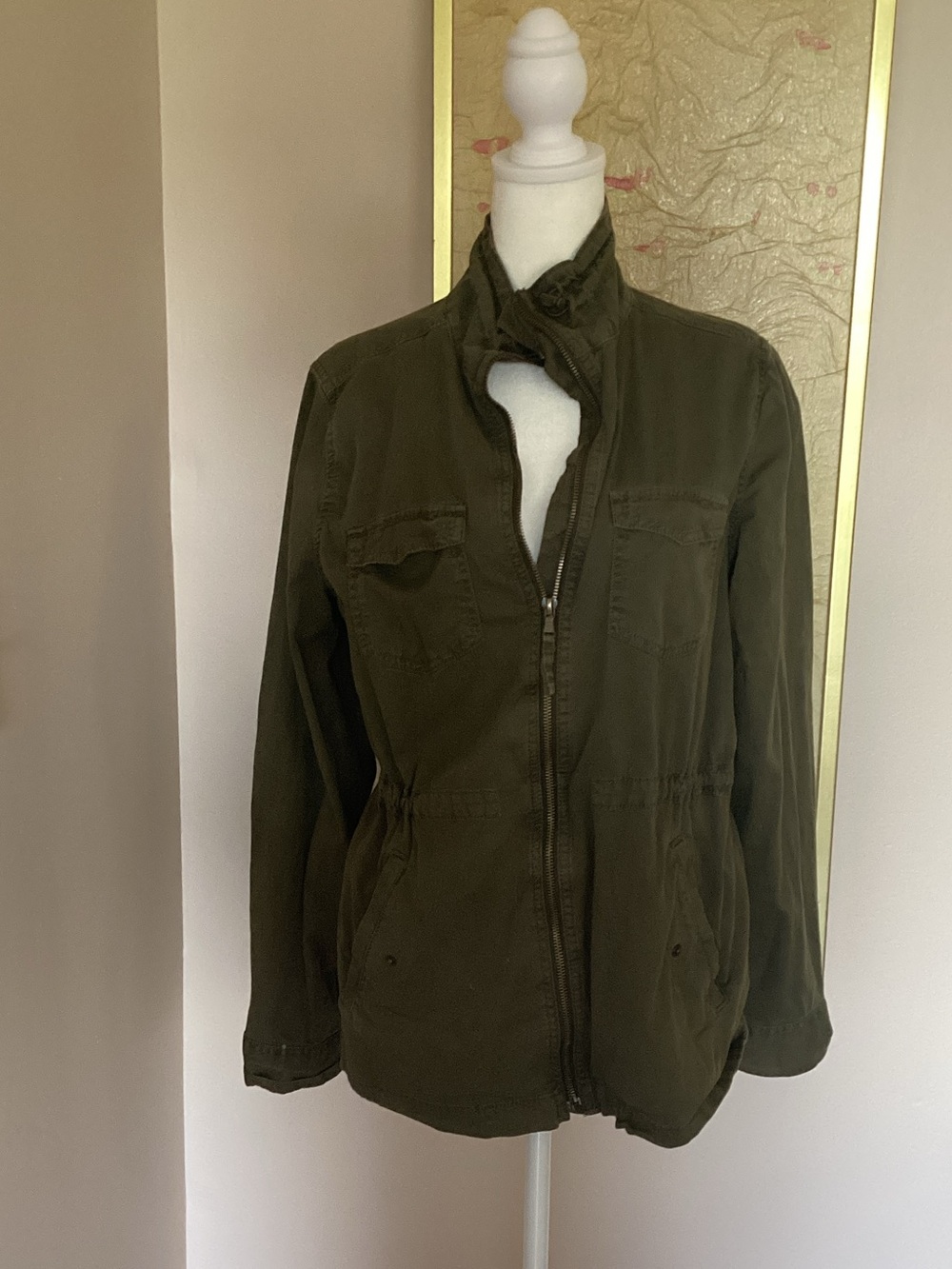 Sonoma Olive Green Military Field Jacket - Men's Zip Front